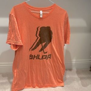 Orange BHL (beer hockey league) T shirt size large